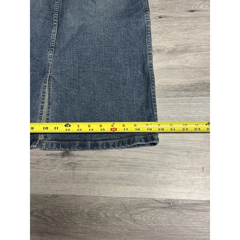 Vintage 90s Ralph Lauren Polo Jeans Co Denim Back Slit Skirt Size 8 - Picture 3 of 10